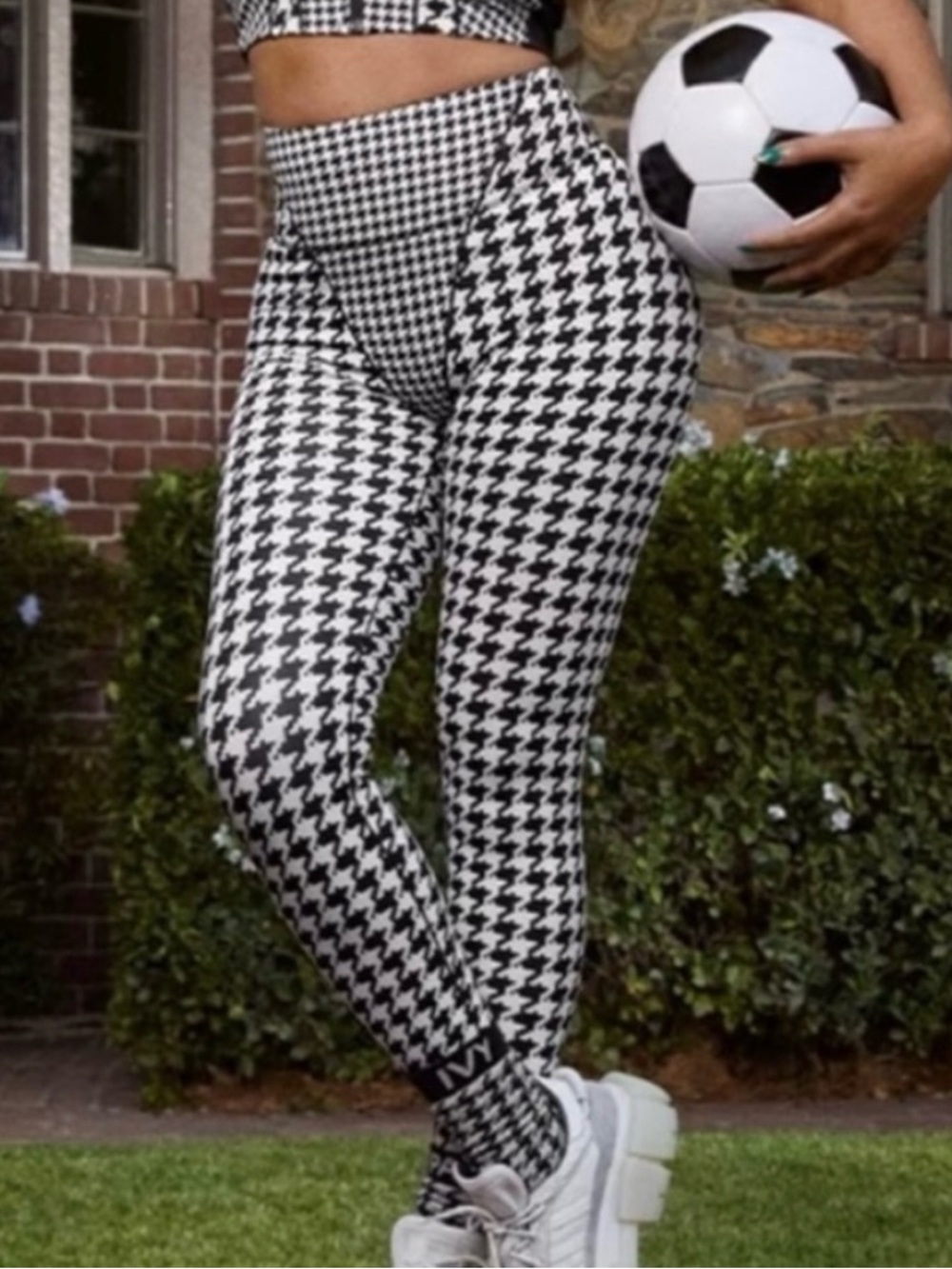 Ivy Park x Adidas black white houndstooth leggings 2X Beyonce high waist